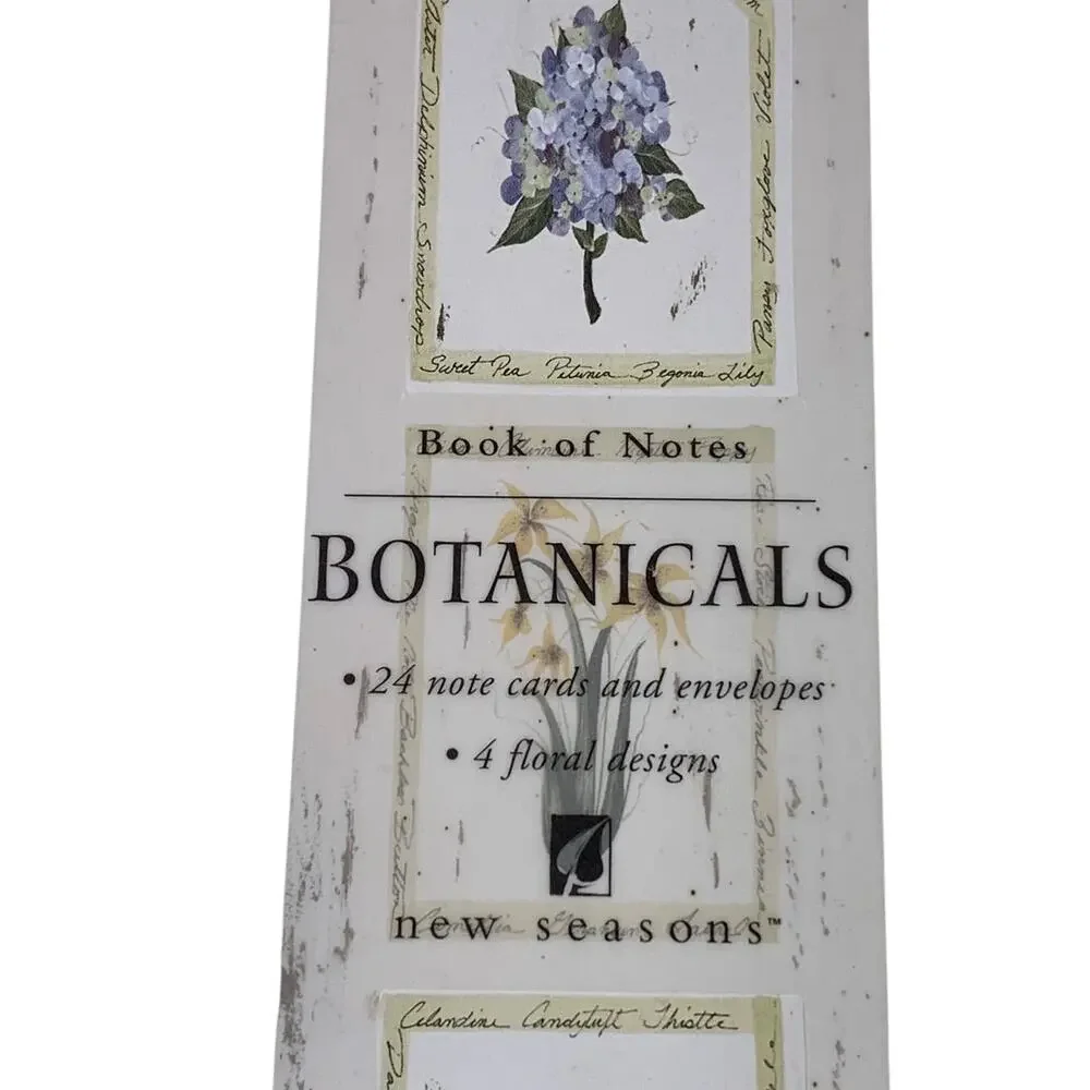 Book of Notes Botanicals New 24 Note Cards and Envelopes 4 Designs